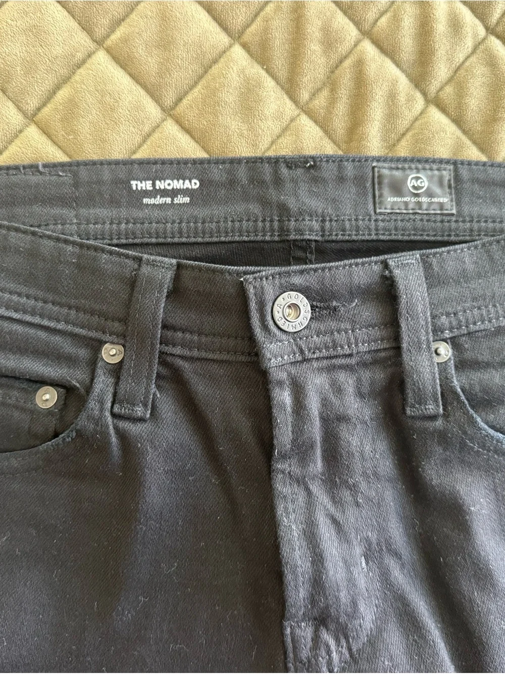 AG Adriano Goldschmied The Nomad Modern Slim Distressed Black Jeans 29x34
